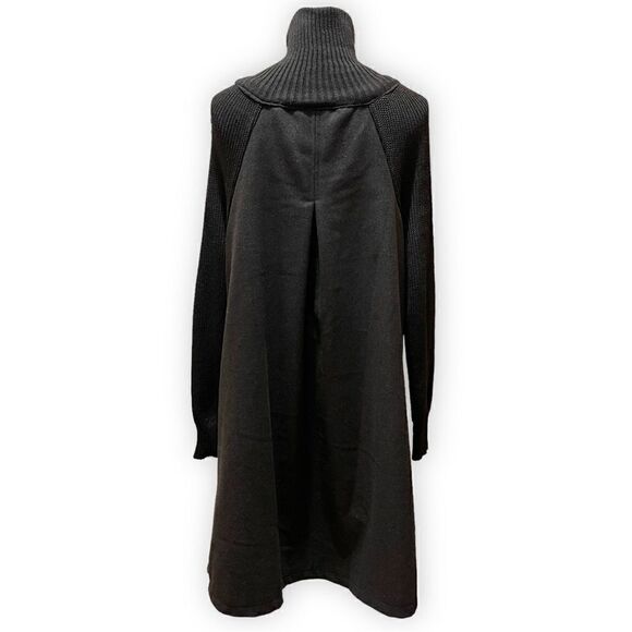 Yipon Yichu Yiponyichu A-Line Button Front Knit Collar Sleeves Swing Coat - Picture 5 of 16